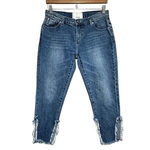 One Teaspoon Awesome Baggies Crop Frayed Hem Jeans Womens 23P (29x25) Relaxed‎
